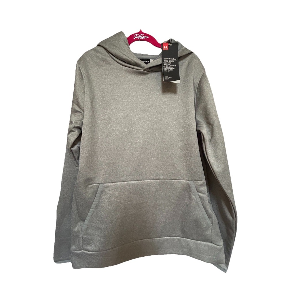 Under Armour Youth Large Gray Loose Fit Hoodie Pullover Sweatshirt‎ Unisex NEW